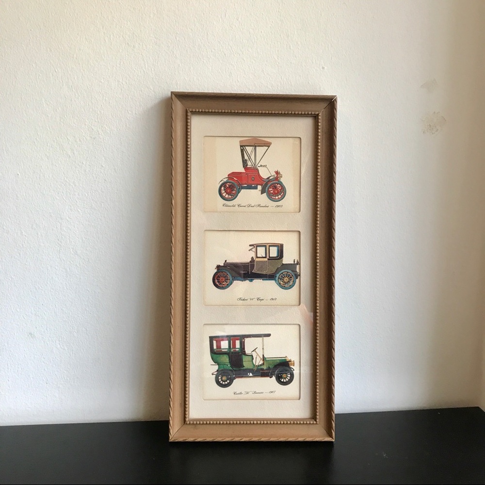 Framed Trio of Vintage Cars